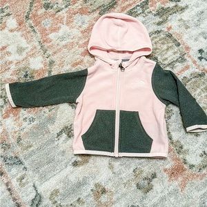 The North Face Baby Pink Gray Full Zip Fleece Hoodie 3-6 Months